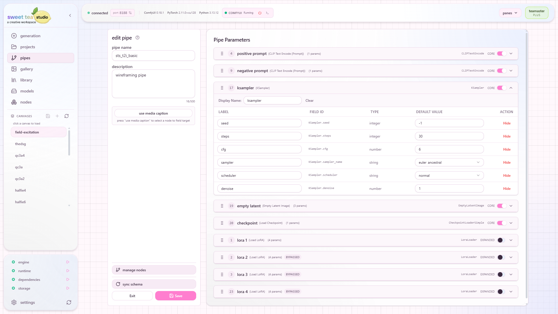 Sweet Tea resource browser showing Pipes, models, and community resources
