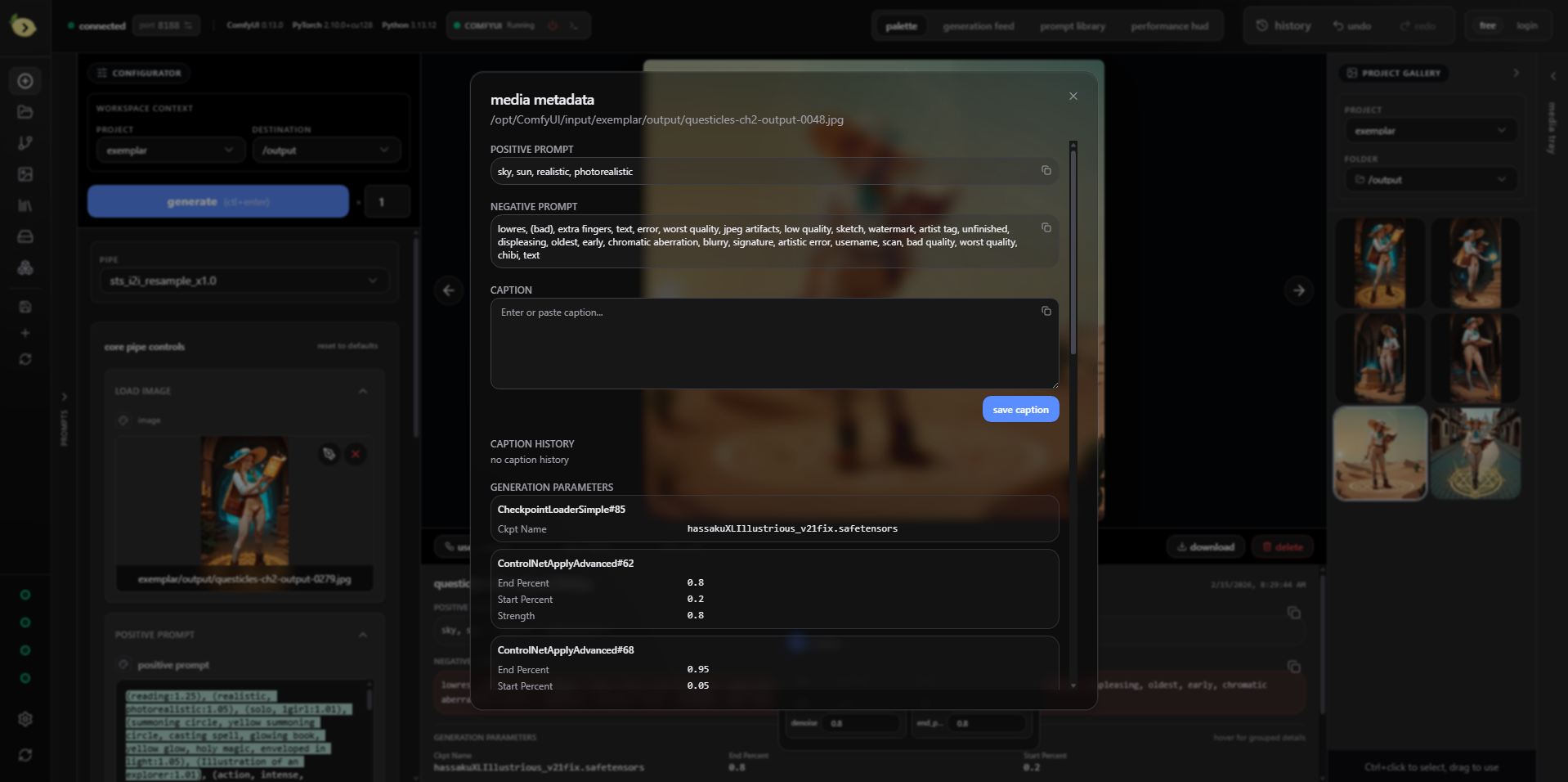 Visual history and metadata